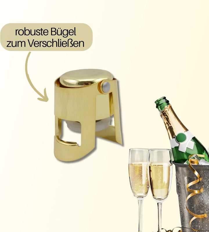 SPARKLING Flaschenverschluss in Gold für Sekt, Prosecco oder als Weinflaschenverschluss | Sektversch