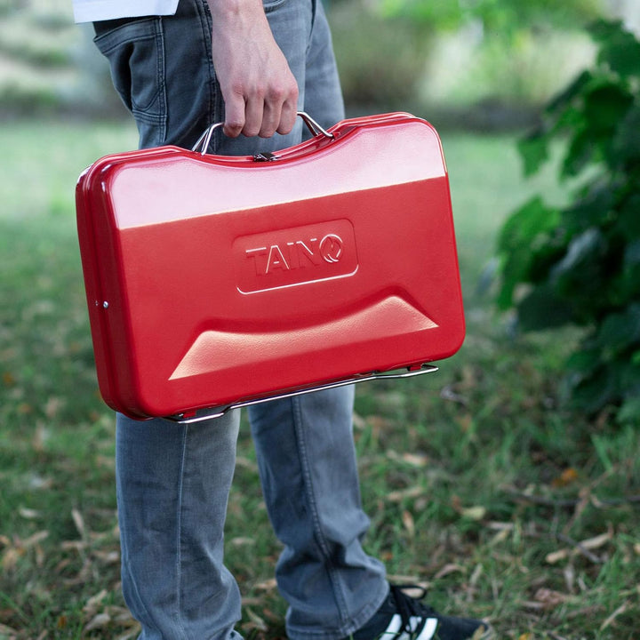 TAINO MOX Holzkohlegrill BBQ Koffergrill Camping-Grill Kohlegrill Retro-Stil klappbar Griller tragba