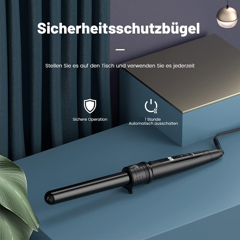 ELEHOT-Store Lockenstab 5 in 1 LCD Keramikbeschichtung Austauschbare Aufsätzen Curling iron mit Hand