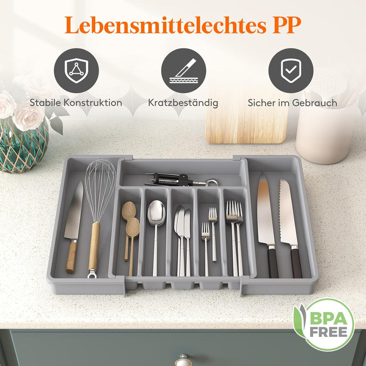 Lifewit Besteckkasten für Schubladen, Verstellbarer küchenutensilienhalter Tiefe 42,4 cm, Grosser Kü