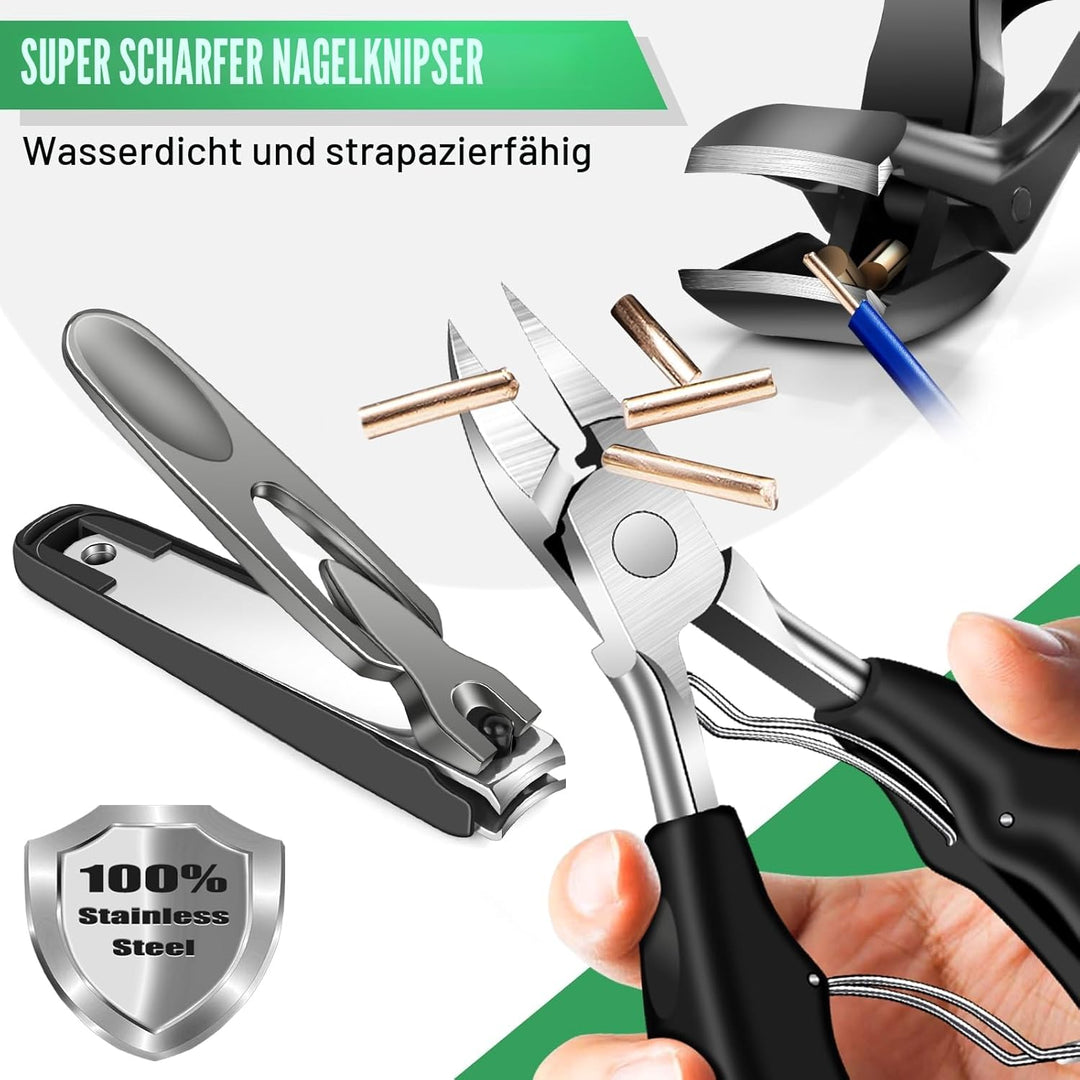 Nagelknipser für Senioren Dicke Nägel, Winkelkopf Grosse Zehennagelclipper mit Fanger, Breite Kiefer