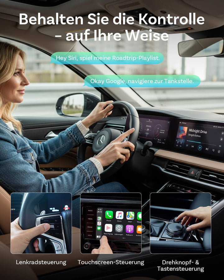 OTTOCAST Mini Pico 2026 Verbesserte, 2 in 1 Wireless CarPlay & Android Auto Adapter mit USB-A/C-Adap