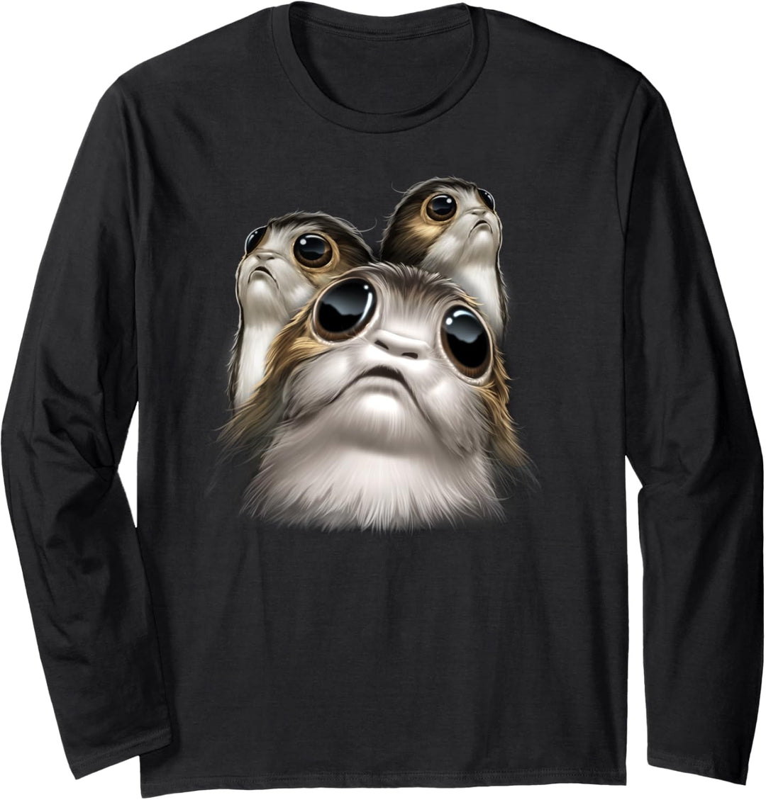 Star Wars The Last Jedi Triple Porg Large Portrait Langarmshirt