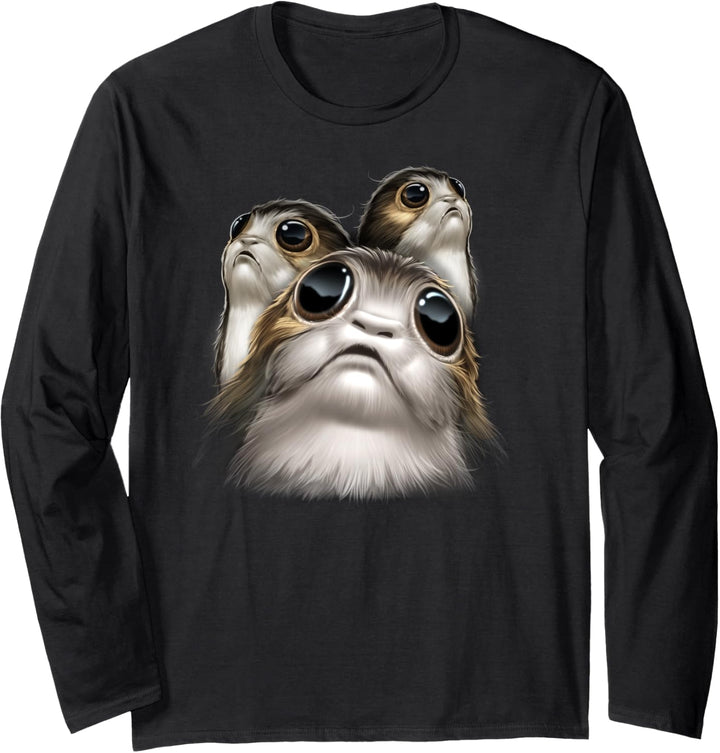 Star Wars The Last Jedi Triple Porg Large Portrait Langarmshirt