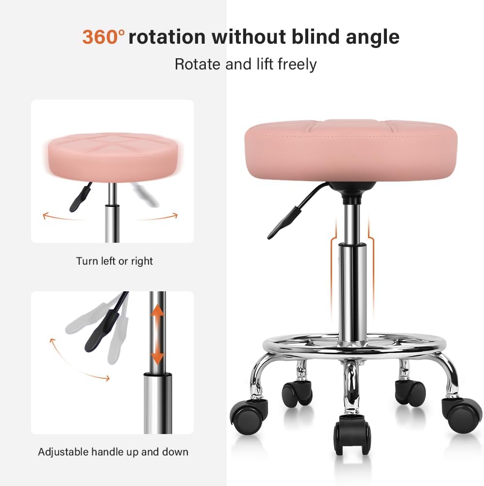 KKTONER Rollhocker mit Pedal (Rosa), Rosa