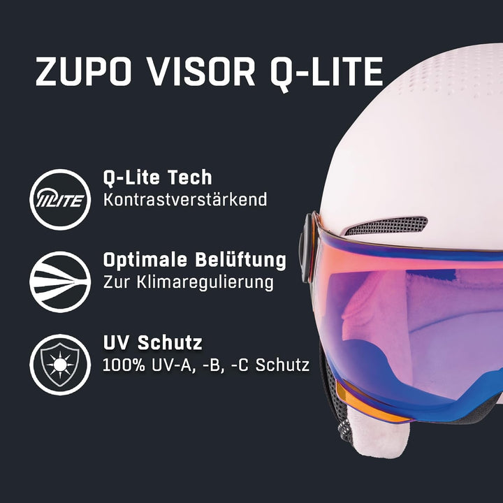 ALPINA ZUPO VISOR Q-LITE - Hochwertiger &amp; Leichter Skihelm Mit Kontrastverstärkendem Visier Für Kind