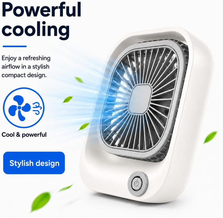 Silvergear® Tragbarer Tischventilator | USB-C Aufladung | 3 Geschwindigkeiten | 600 mAh Akku | Für B