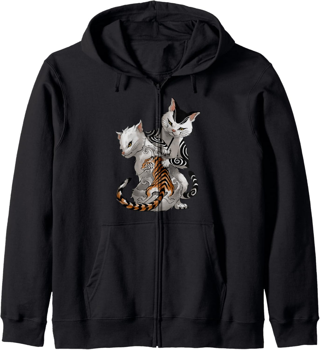 Japanische Tätowierer Katze führen Irezumi durch Kapuzenjacke