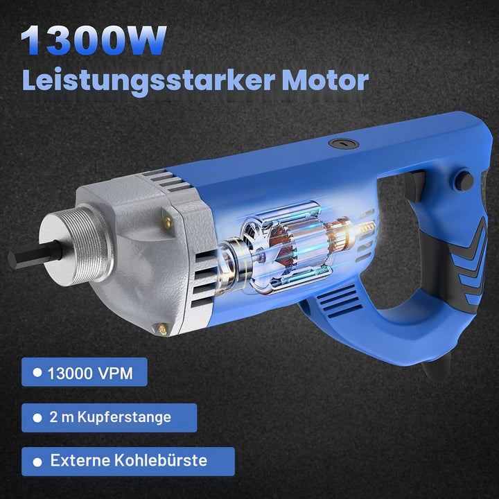 IMAYCC Betonrüttler 1300W 220V 4300 U/min, 2m Schlauchlänge aus Kupfer