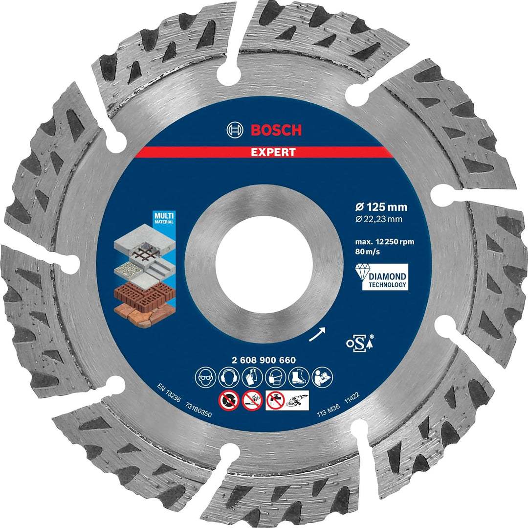 Bosch Professional 1x Expert MultiMaterial Diamanttrennscheiben (für Beton, Ø 125 mm, Zubehör Kleine