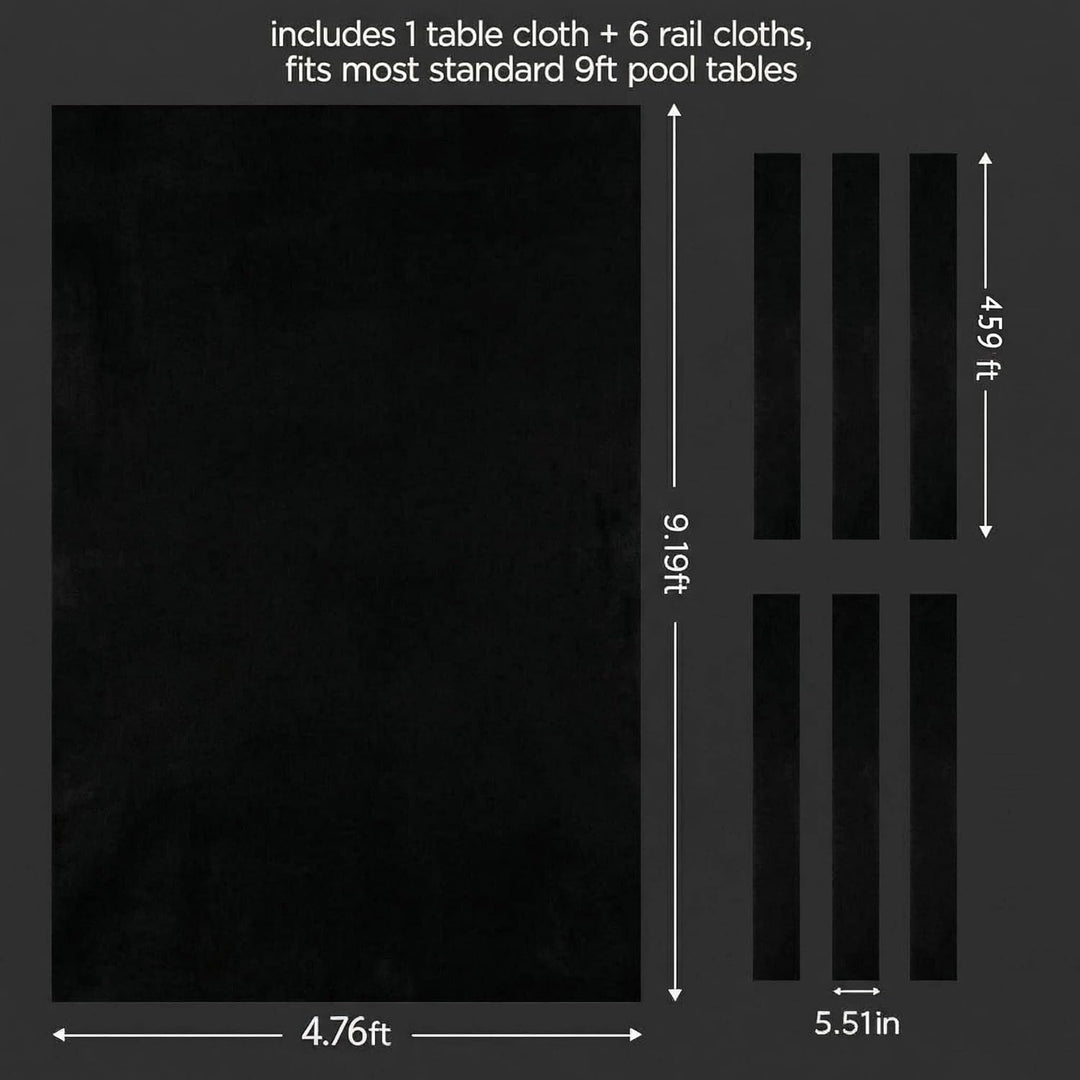 Billardtuch - Professioneller Billardtisch Filz passend für Standard 2,7 m Tisch Schwarz, Schwarz