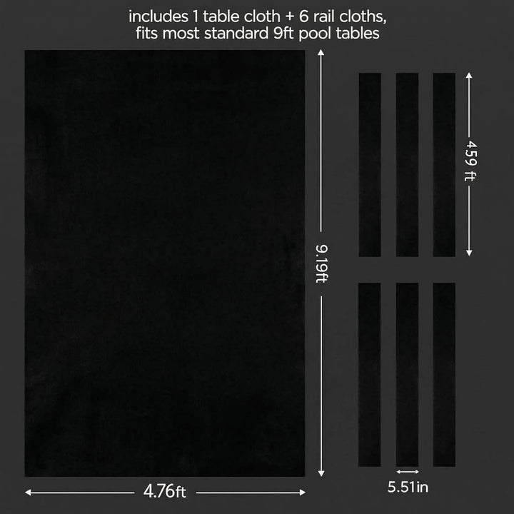 Billardtuch - Professioneller Billardtisch Filz passend für Standard 2,7 m Tisch Schwarz, Schwarz