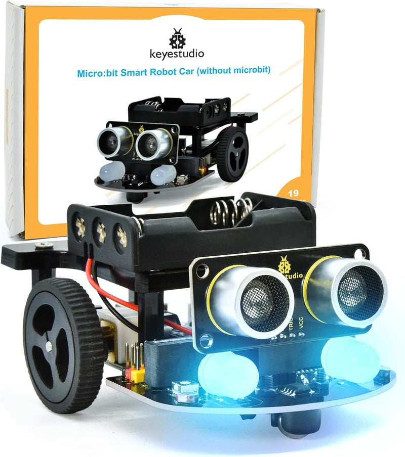 KEYESTUDIO BBC Microbit V2.2 Starter Kit, Micro bit Car Kit, Elektronisches STEM Programmier Kit, Ge