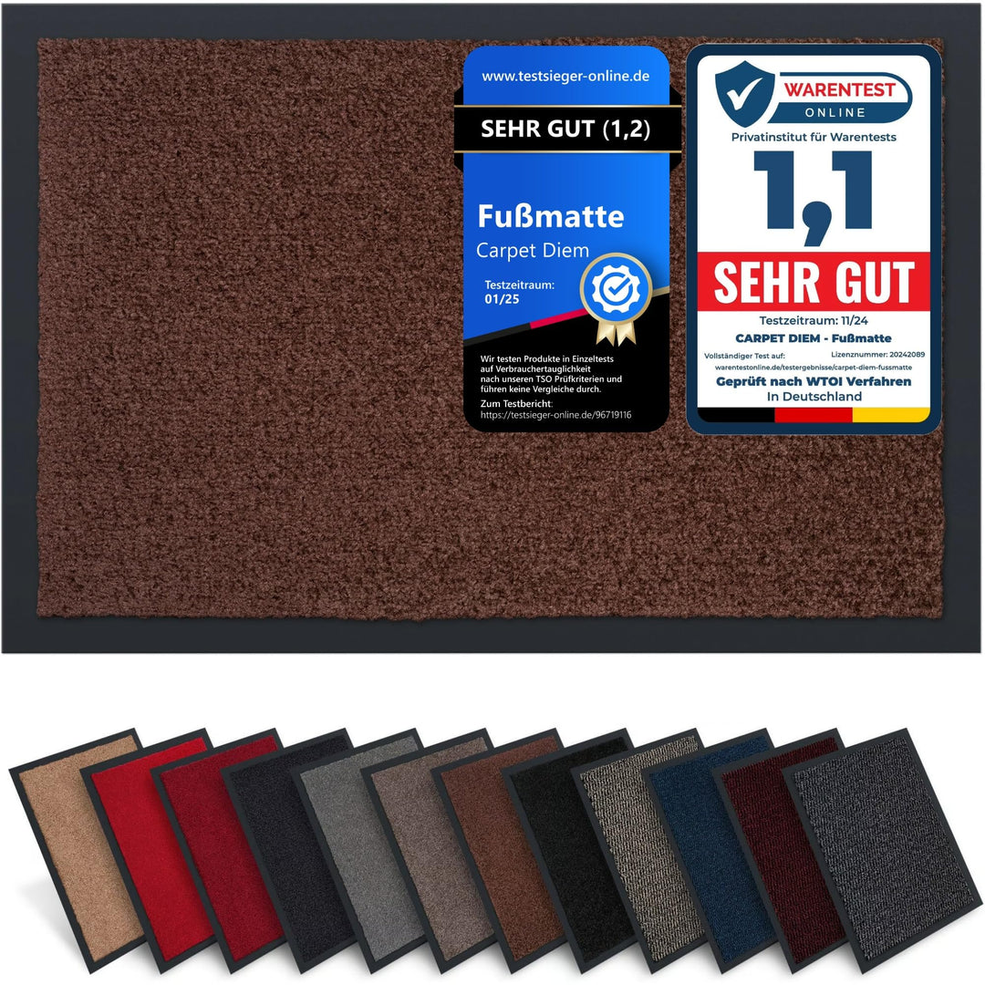 Jan Max Schmutzfangmatte - 8 Farben - Fussmatte mit 2900g/m2 PP Twisted Heatset Faser - 2,4l/m2 Feuc