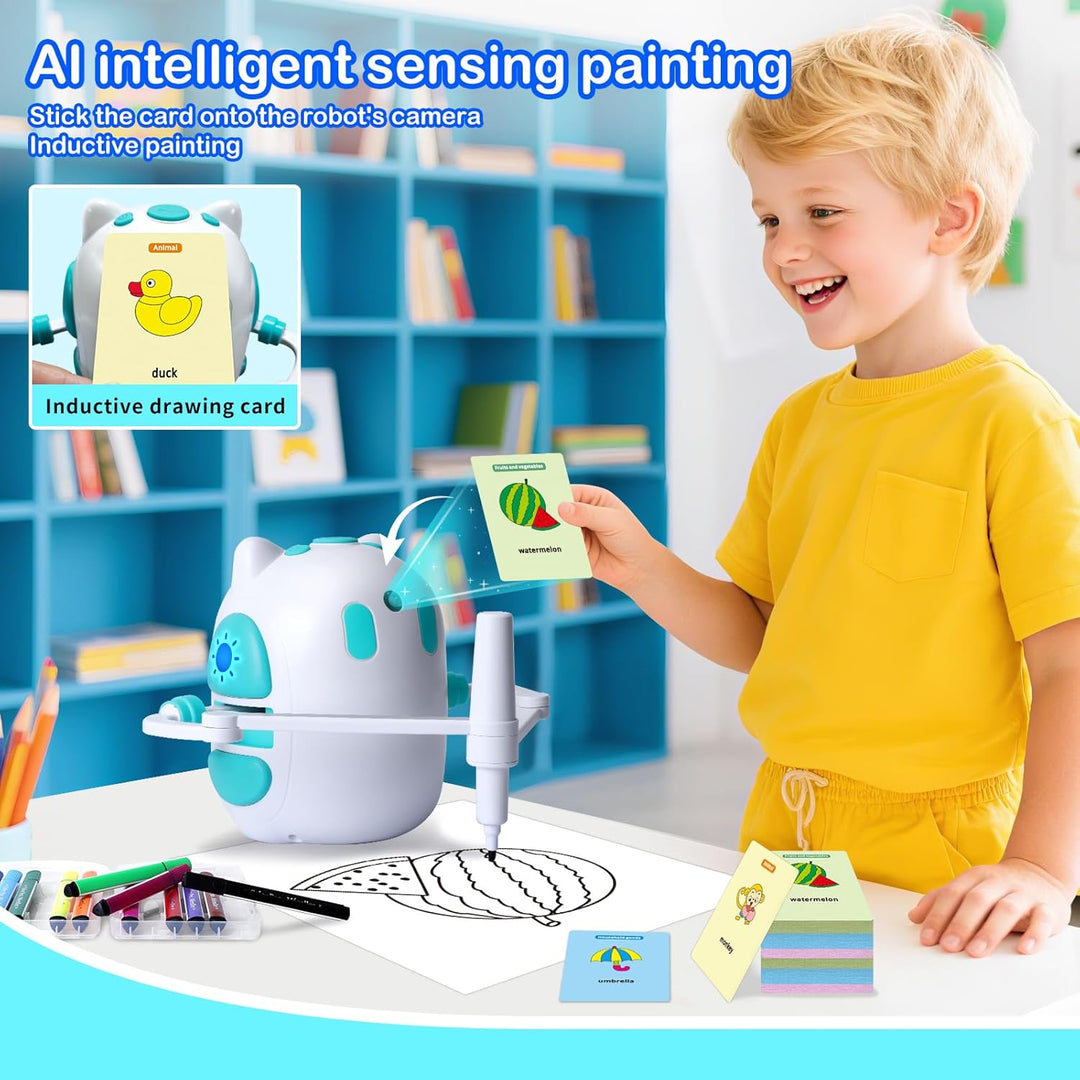 Zeichenroboter für Kinder 150 Lernkarten mit Sprachführung Montessori Malzeug Jungen & Mädchen 3-8 J