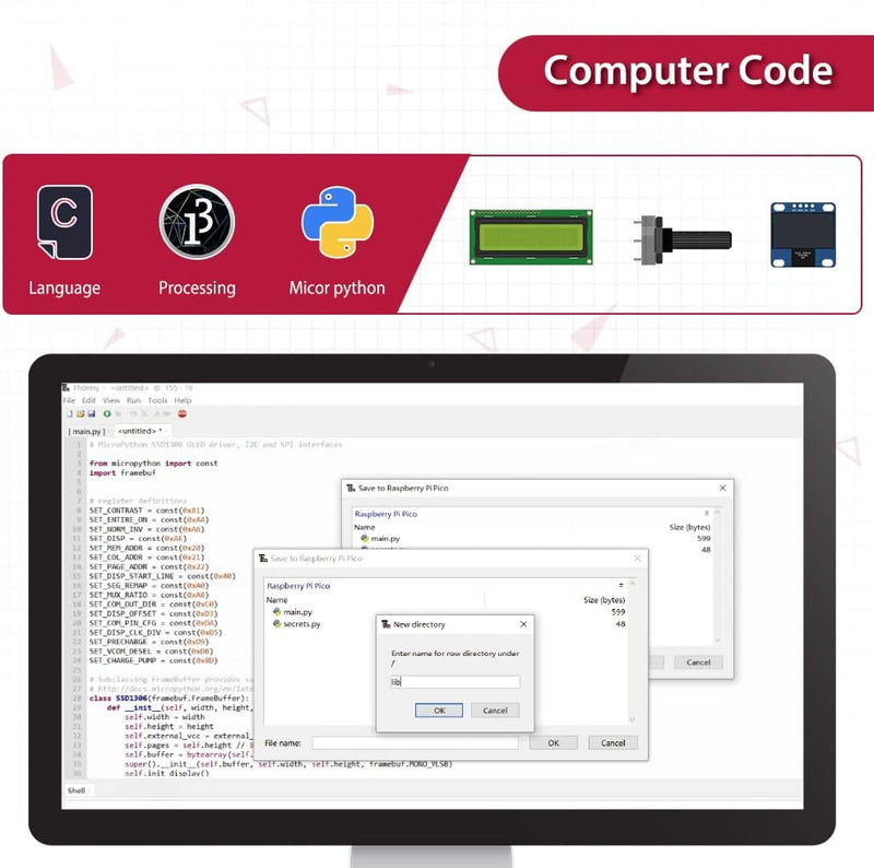 GeeekPi Raspberry Pi Pico W IoT Starter Kit MicroPython Programing Kit with Raspberry Pi Pico W Brea