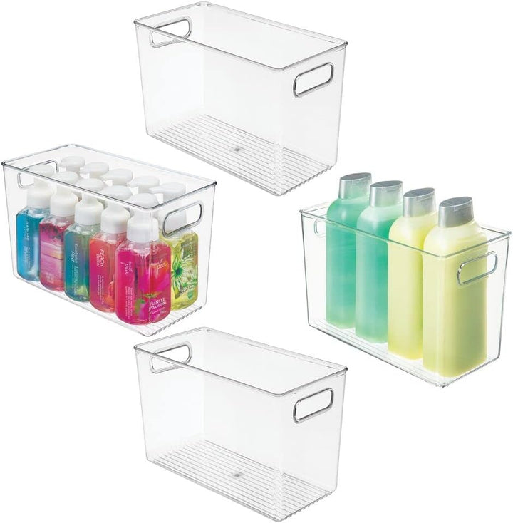 mDesign 4er-Set Badezimmer Organizer – Aufbewahrungsbox mit Griffen für Shampoo, Handtücher und ande