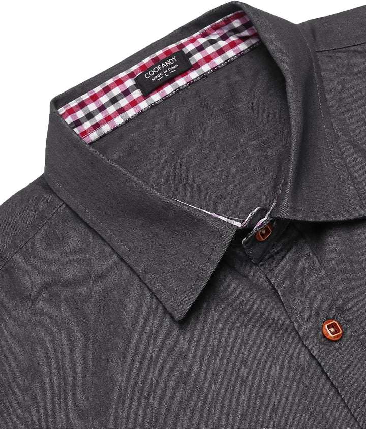 COOFANDY Jeanshemd Kurzarm Herren Hemd Cowboy-Style Knöpfen T Shirt Freizeit Kurzarm Denim Kariert K