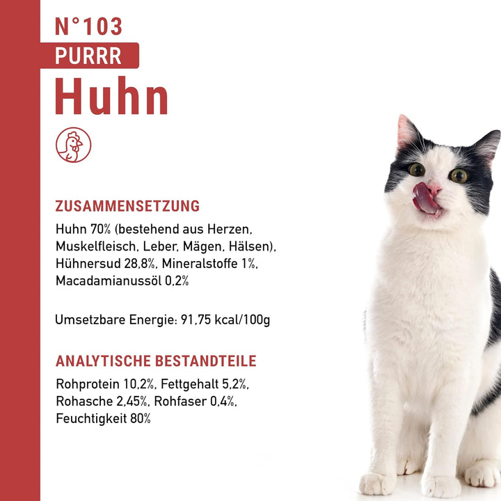 catz finefood Purrrr Huhn Monoprotein Katzenfutter nass N° 103, für ernährungssensible Katzen, 70% F