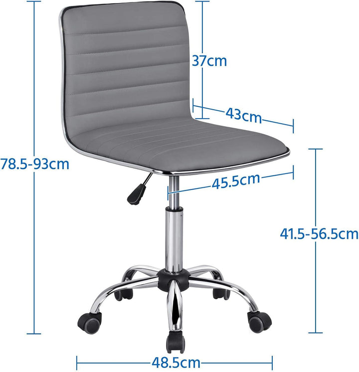 Yaheetech Bürostuhl ohne Armlehne, ergonomischer Schreibtischstuhl, höhenverstellbarer Drehstuhl, 36