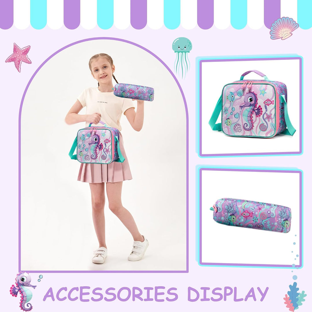 HTgroce Schulranzen Trolley Mädchen Meerjungfrau Rolling Backpack for Girls Einhorn Rucksack Mit Rol