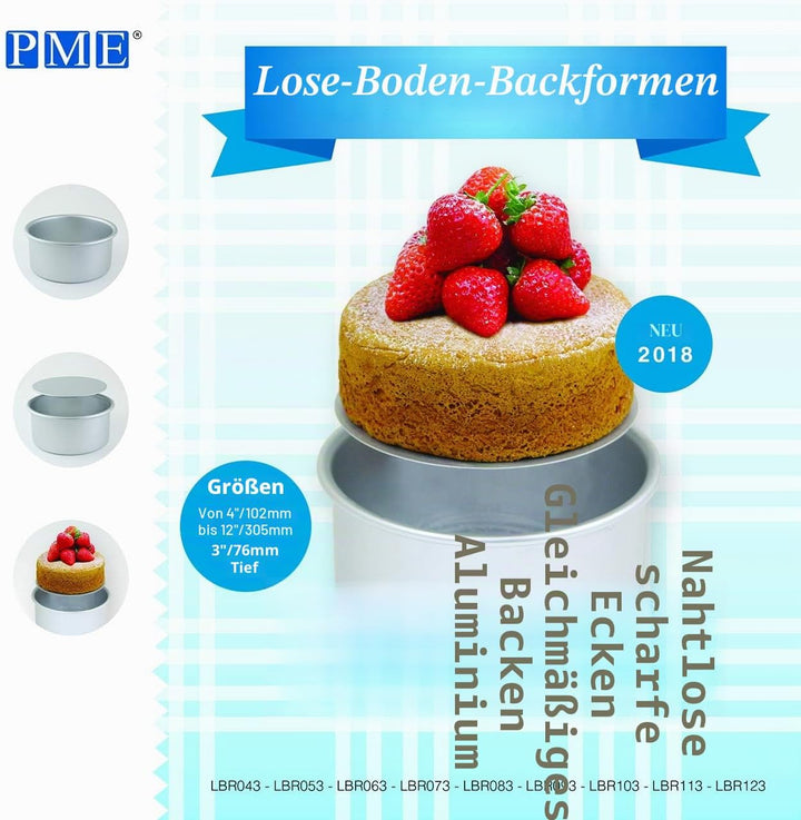 PME LBR113 Kuchenformen mit losem boden 11" x 3", Eloxiertes Aluminium, Silber 11x3", 11x3"