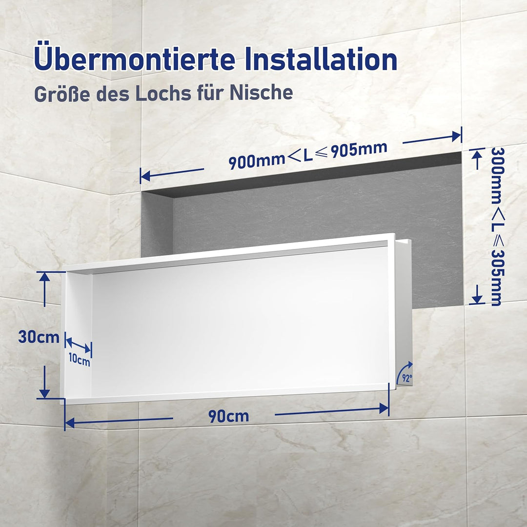 Wandnische Dusche Edelstahl mit LED,Duschnische mit Beleuchtung für Badezimmer Aufbewahrung,Einbau-N
