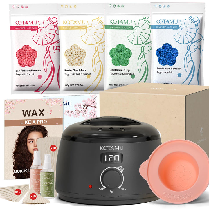KOTAMU Wachsset, schwarzes digitales Waxing Set für Frauen Männer, empfindliche Haut, Wachs Haarentf