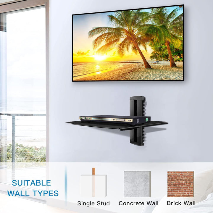 suptek Single Floating Regal Multimedia Wandregal TV Rack Wandhalterung Mit Verstärktem Gehärtetem G