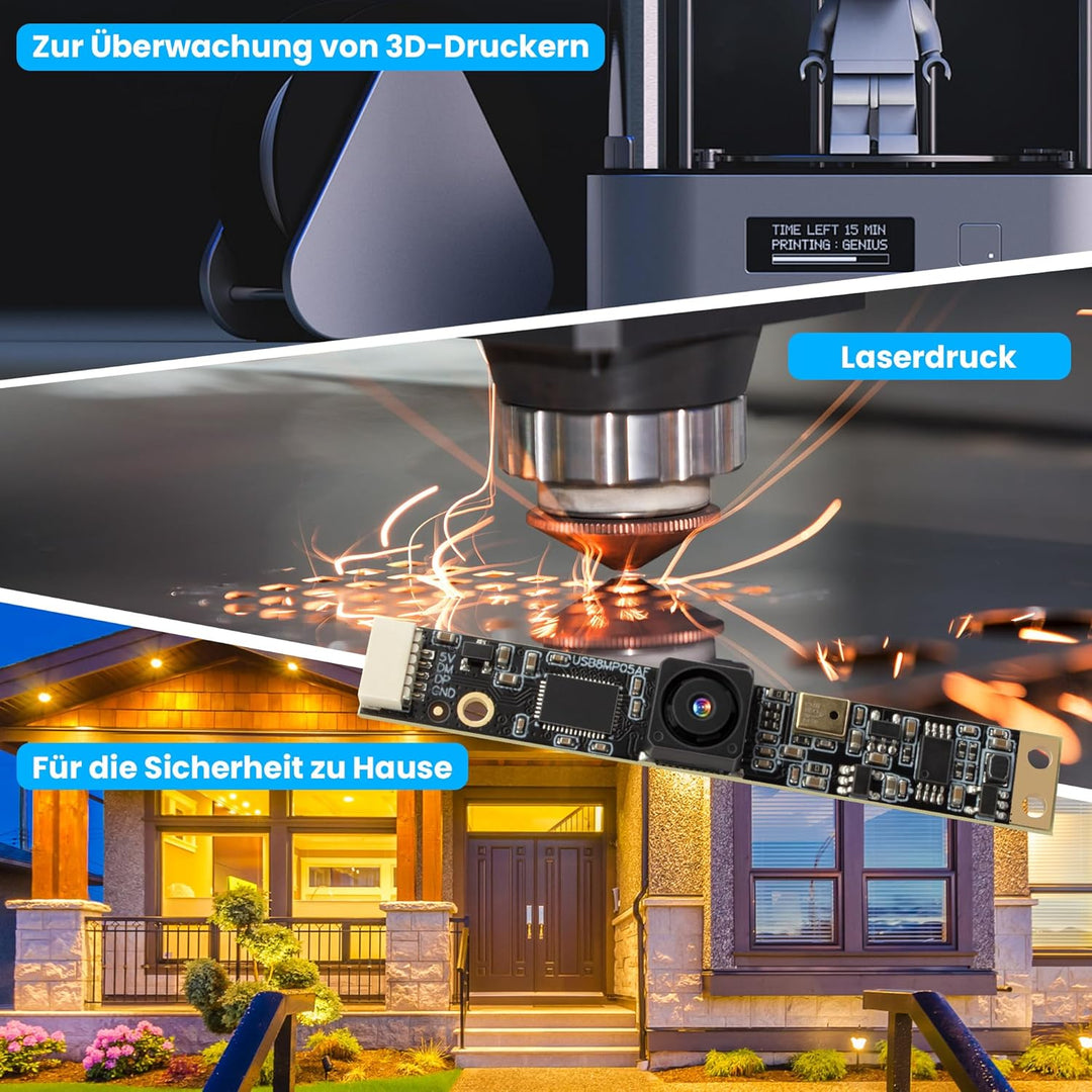 G 8MP USB Kameramodul mit Mikrofon Weitwinkel PC Kamera für Computer 4K Lightburn Kamera für Lasergr