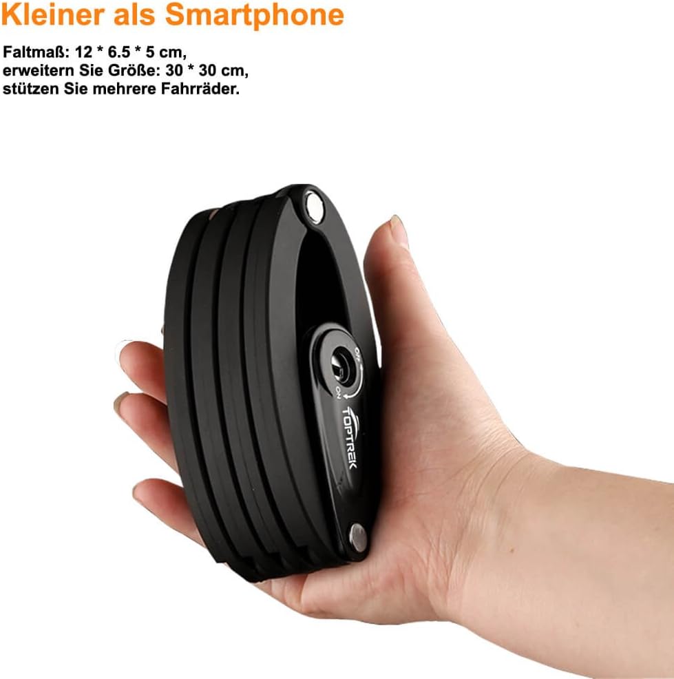 Toptrek Faltschloss mit Halterung Fahrradschloss Schlüssel Lang 85cm 8 Gelenken Fahrradschloss Fahrr