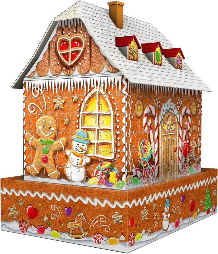 Ravensburger 3D Puzzle 11237 - Lebkuchenhaus Night Edition - LED beleuchtetes Knusperhäuschen als We