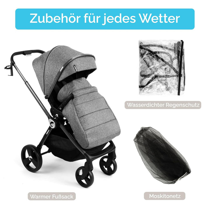 Isbjörn Kinderbuggy ab Geburt bis 22 kg, klappbar mit Liegefunktion, umsetzbare Sitzeinheit, grosse