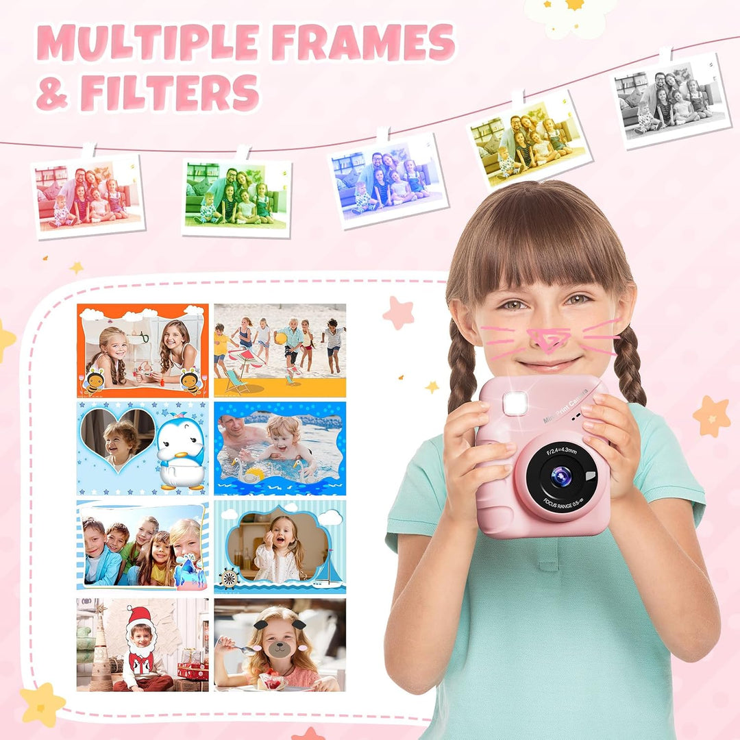 CalineGam Sofortbildkamera Kinder, 3,0 Zoll Bildschirm 48MP Kinderkamera Sofortbildkamera mit 32 GB-