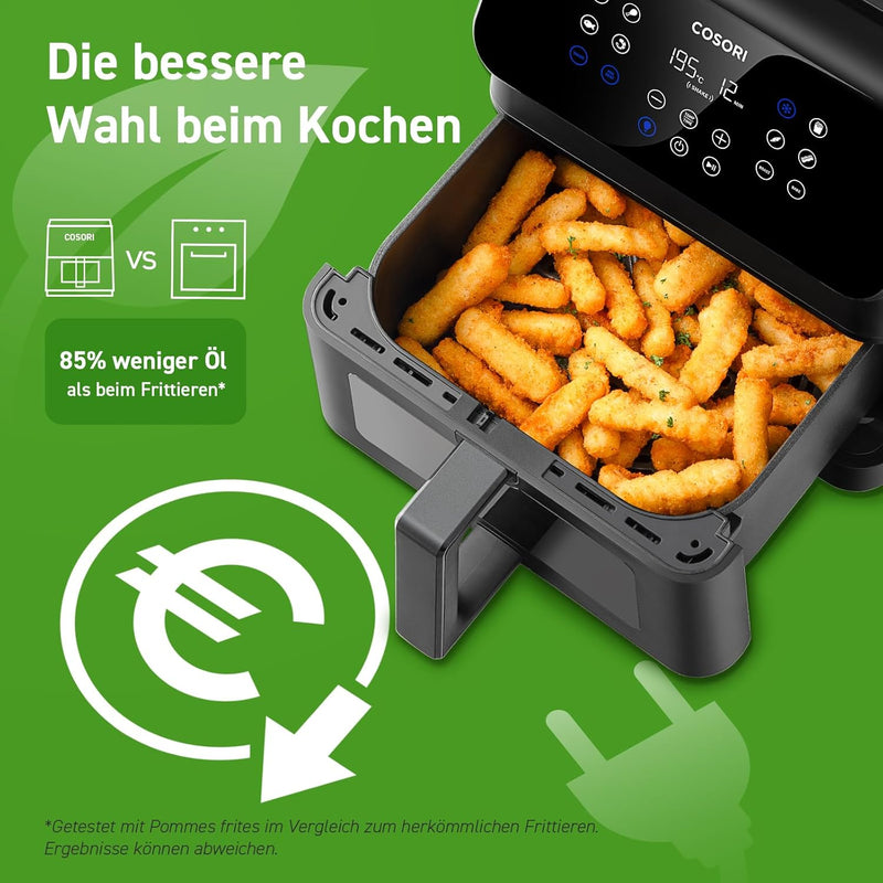 COSORI Heissluftfritteuse mit aktualisierter Rapid Air Technologie,1,4kg, 6,2L, 55% Energieeinsparun