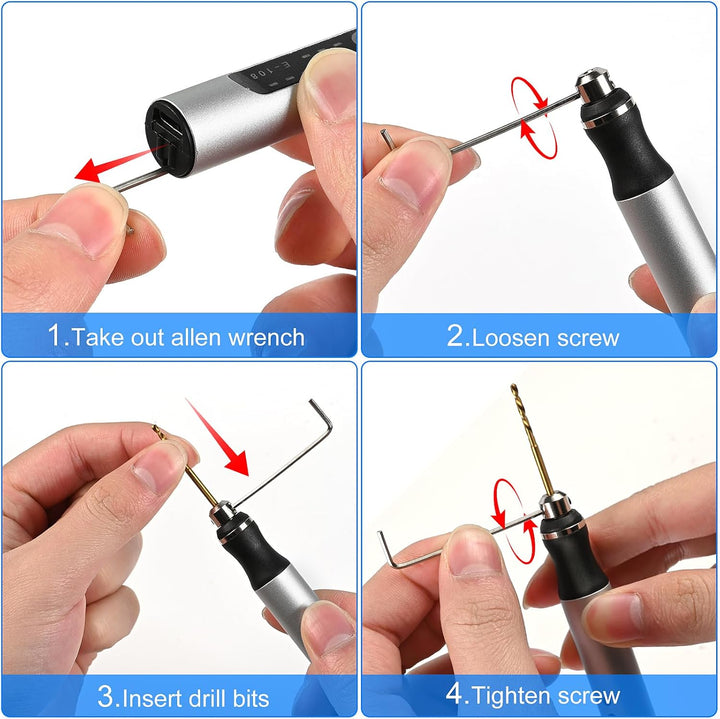 Mini Handbohrer Elektrisch, 3 Gang Mini Handbohrer Elektrisch, DIY Mini Bohrer, Mit 10 Bohrern, Wied