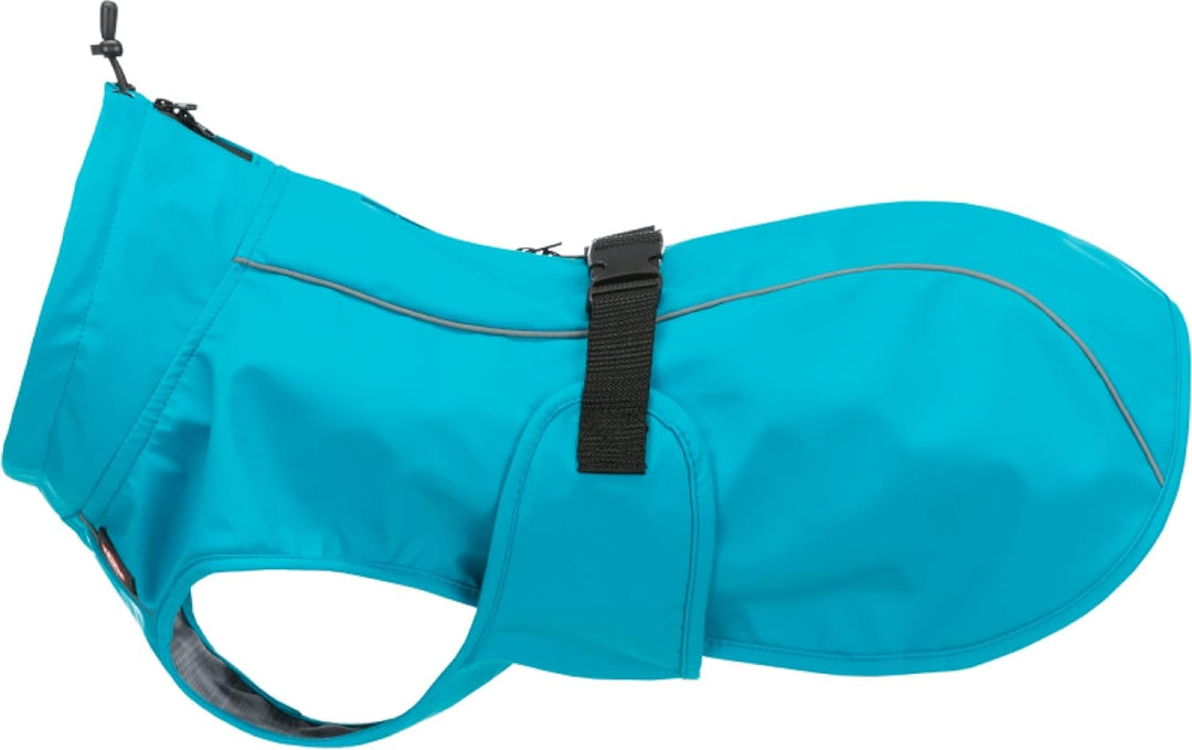 TRIXIE Regenmantel Vimy für Hunde M türkis – Hunde-Regenjacke mit reflektierenden Elementen für mehr