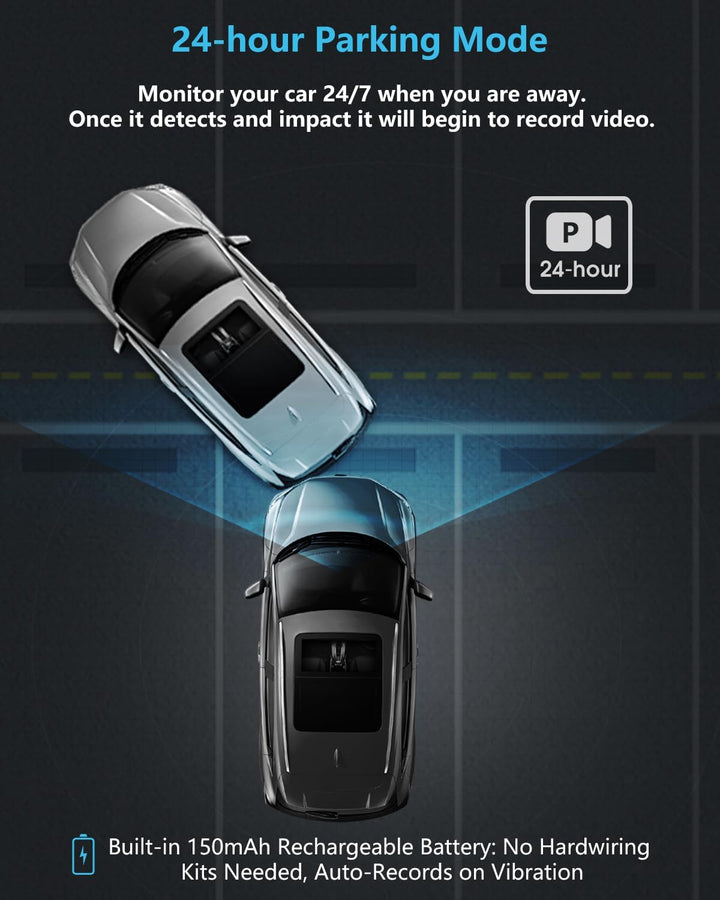 Abask J05 Dashcam Auto 1080P Dash Cam Vorne Innen mit 32GB SD-Karte, 310° Weitwinkelansicht, Autokam