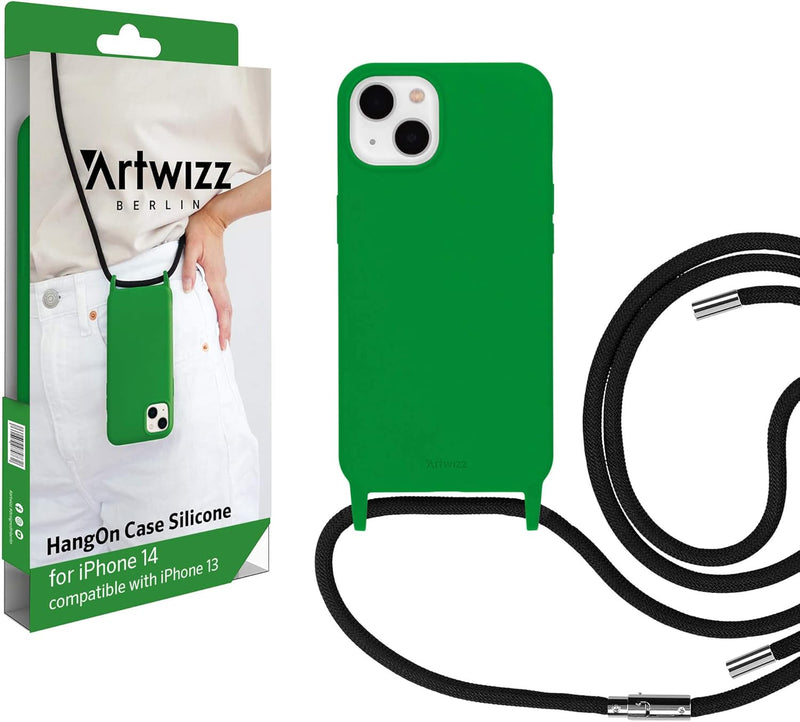 Artwizz HangOn Case kompatibel mit iPhone 14 - Elastische Schutzhülle aus Silikon als Handykette zum