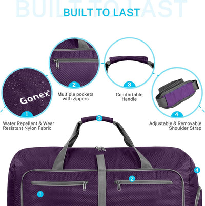 Gonex Faltbares Reisegepäck Leicht 40/60/80/100/150L Grosse Reisetasche Sporttasche für Reise Gym Ur