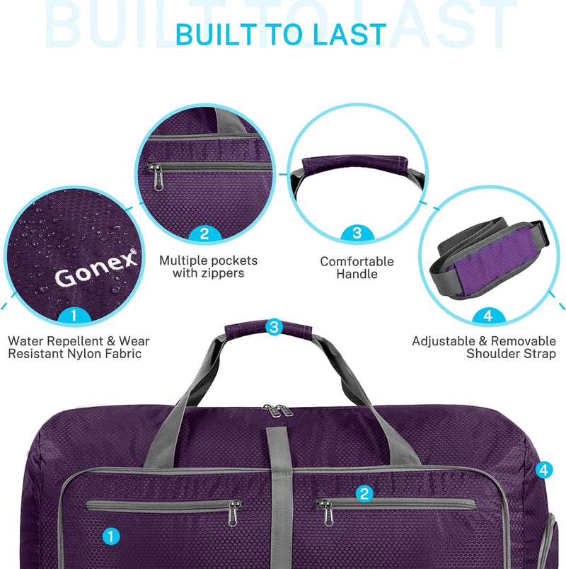 Gonex Faltbares Reisegepäck Leicht 40/60/80/100/150L Grosse Reisetasche Sporttasche für Reise Gym Ur