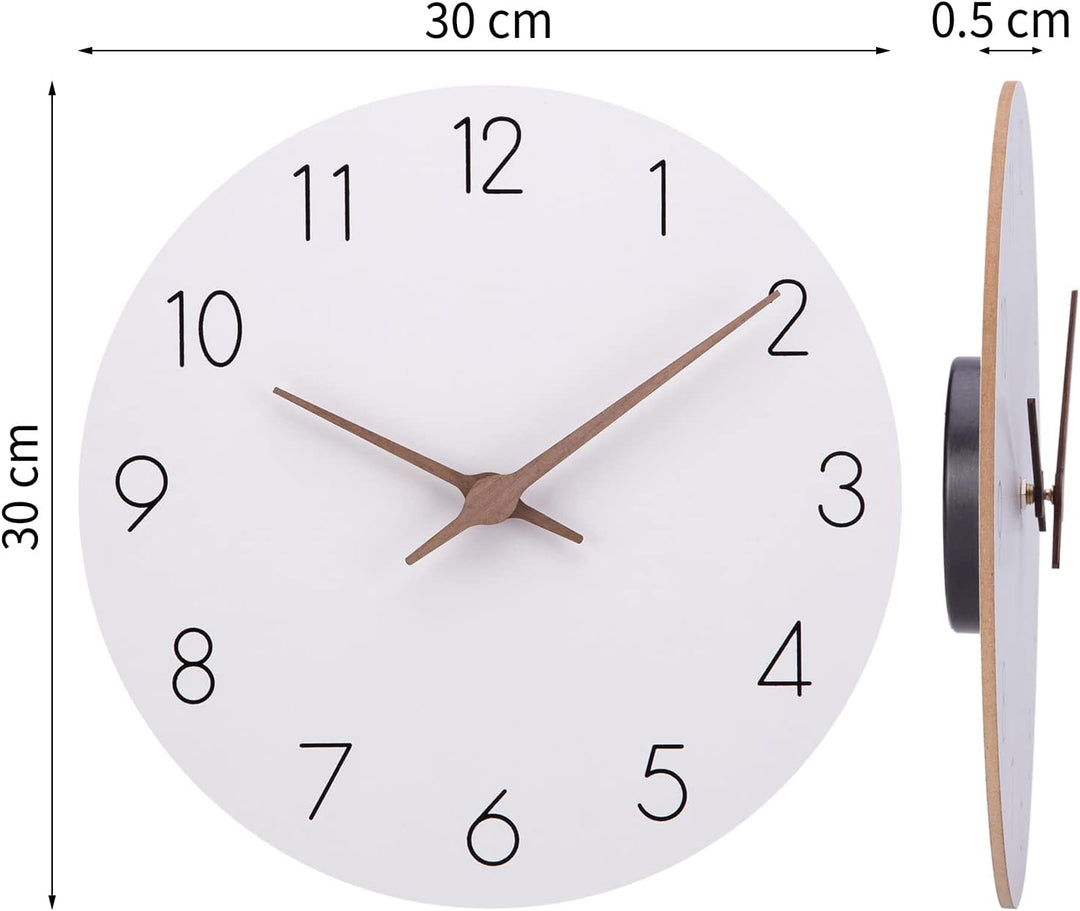 ACCSHINE MDF Holz Wanduhr Ohne TickgeräUsche Lautlos Modern 25cm Quarz Gross Batterie Betriebene Wan
