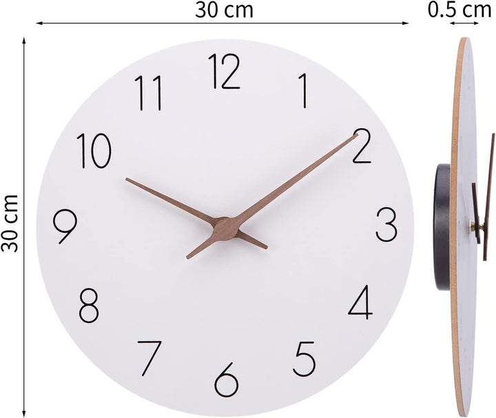 ACCSHINE MDF Holz Wanduhr Ohne TickgeräUsche Lautlos Modern 25cm Quarz Gross Batterie Betriebene Wan