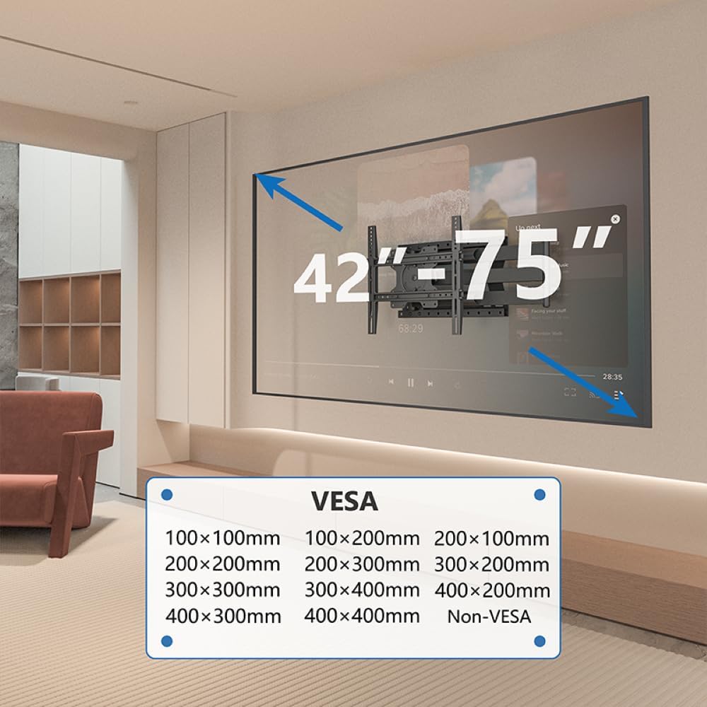 DQ Hercules Flex 120 cm TV Wandhalter Abstand bis 120cm, bis 40kg, VESA max.400x400mm 120 cm / 40 kg