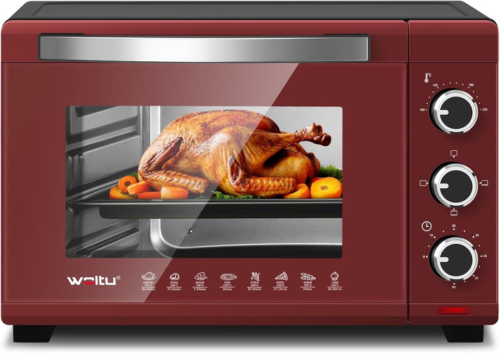 WOLTU Mini Backofen 28 L, Pizzaofen 1600 W, 100-230 °C, Timer 0-60 Min., 3 Heizmodi, inkl. Backblech
