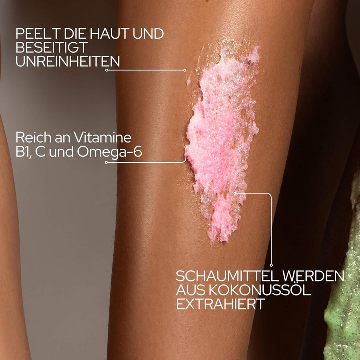 CareBear Whipped Body Bath Scrub, Peeling und Peelingmittel, mit Aprikosenöl, blauem Pflaumenöl, Vit