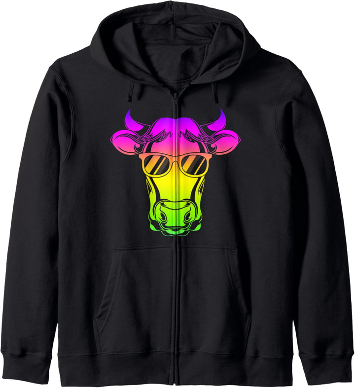 Coole Sonnenbrille Bauernhoftiere, bunte Kuh Kapuzenjacke