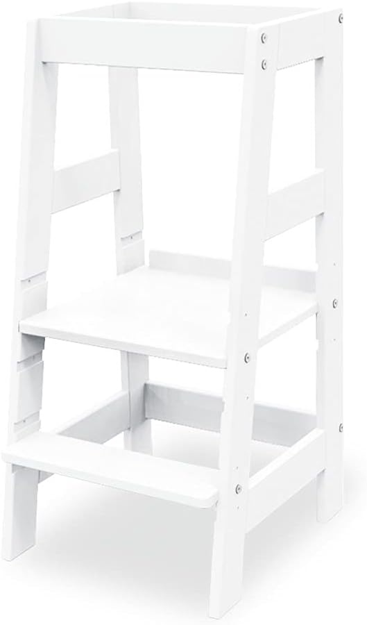 PINOLINO Fino Lernturm - Höhenverstellbarer Kinderhocker ab 1 Jahr – Kinder Tritthocker aus massiver