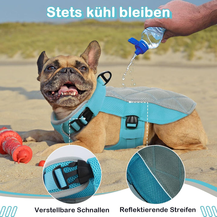 Kühlweste für Hunde, Kühlweste Hund mit D-Ringe Sommer Kühlmantel für Hunde Kühlgeschirr Atmungsakti