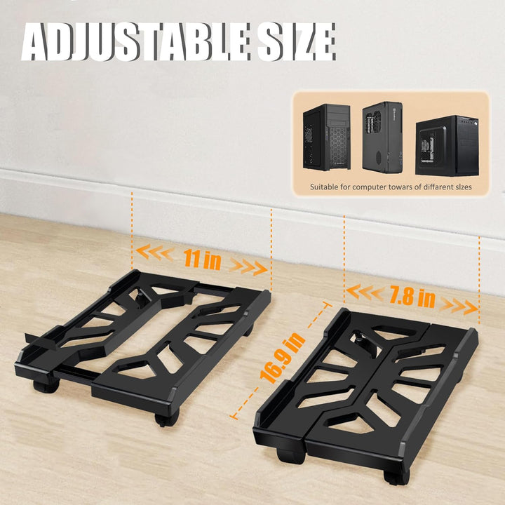 Hmseng PC Ständer für PC-Tower, Mobiler Computer Desktop Ständer, Universal Verstellbare CPU Ständer
